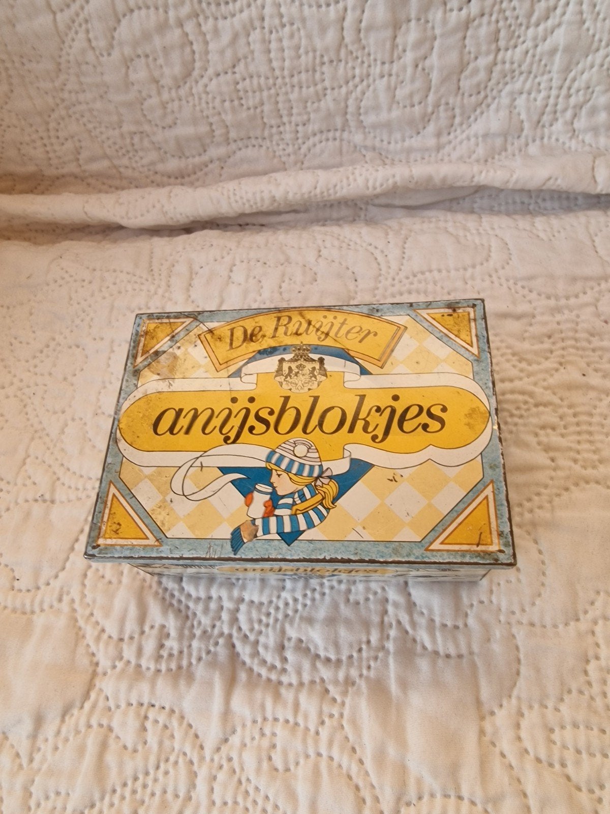 Vintage De Ruijter Anijsblokjes Blik - Wintertafereel, Verzamelen, Blikken, Ophalen of Verzenden