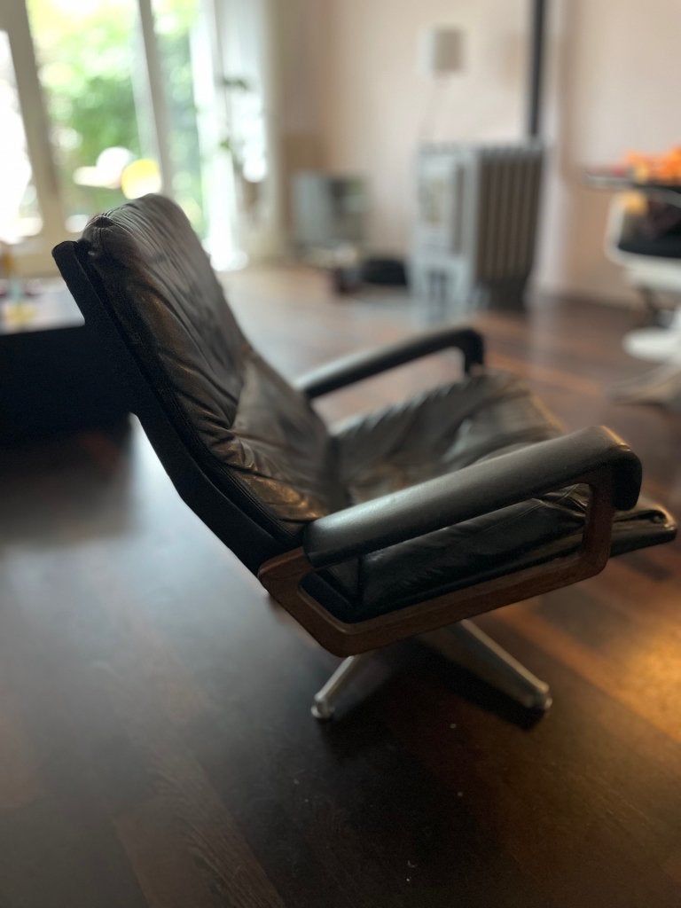 Vintage "King Chair" van André Vandenbeuck voor Strässle, Huis en Inrichting, Ophalen, Gebruikt, 75 tot 100 cm, Vintage, 70 er jaren