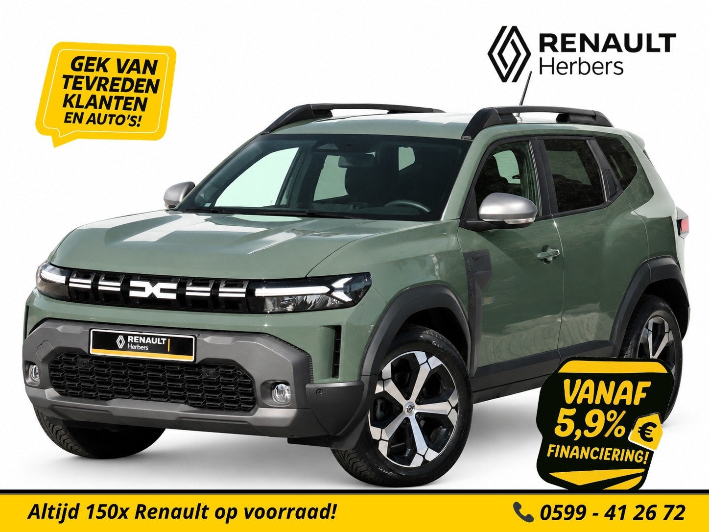 Dacia Duster 1.6 Hybrid 140 Journey AUTOMAAT / NAVI / ALLE O, Dealer onderhouden, Stof, Gebruikt, 4 cilinders
