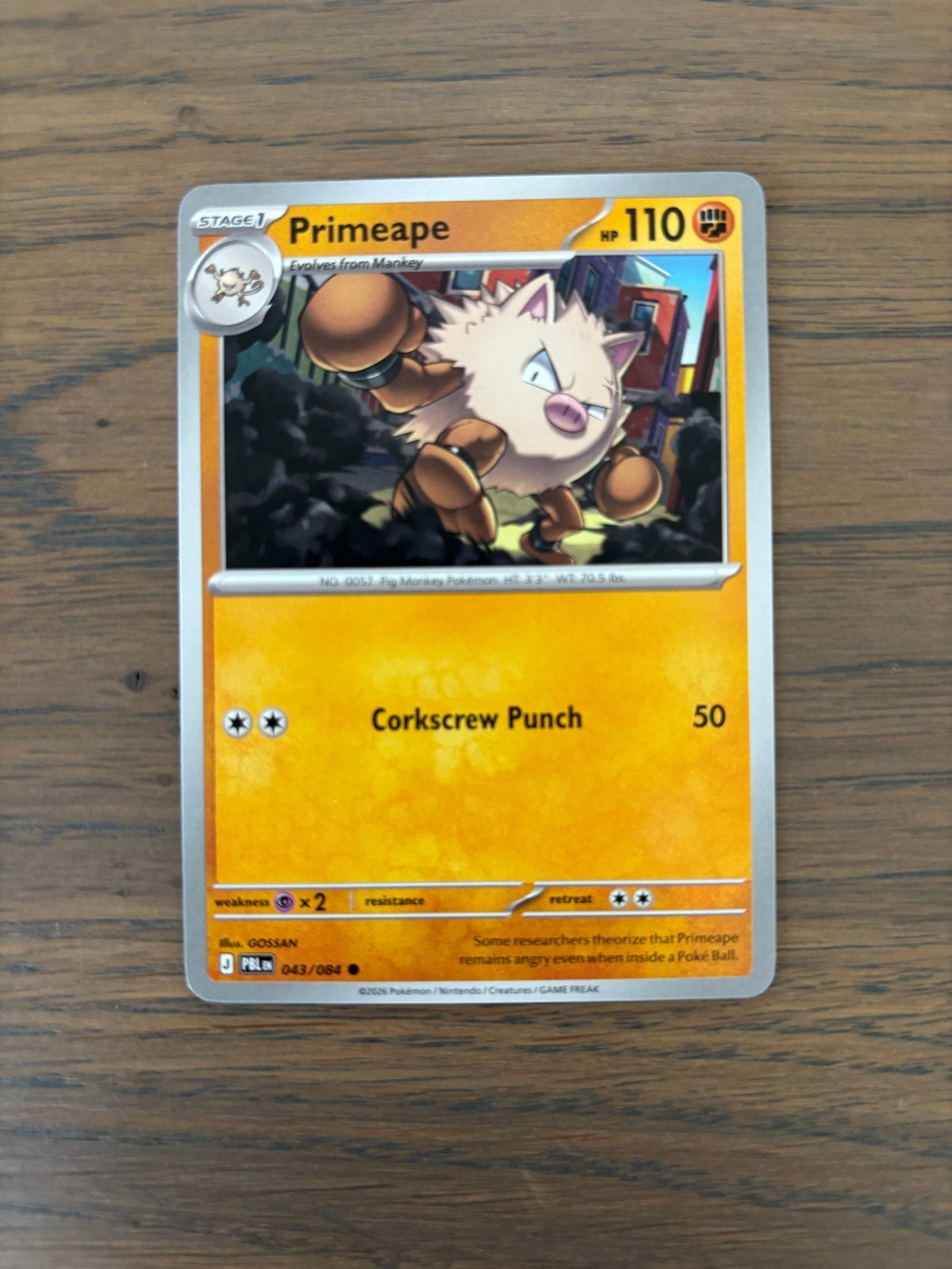 Primeape Pokémon Kaart 043/084 - Nieuwstaat, Ophalen of Verzenden, Nieuw, Losse kaart