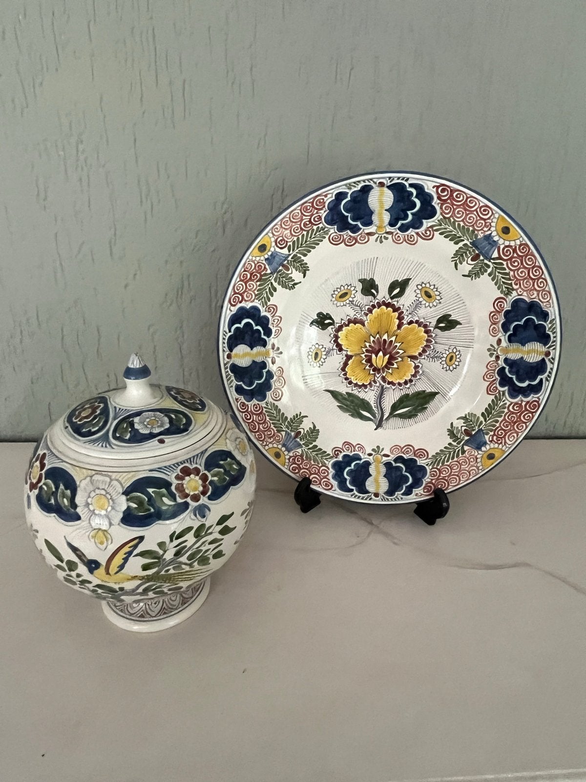 Prachtig Workum Aardewerk Set: Schaal en Pot, Ophalen of Verzenden