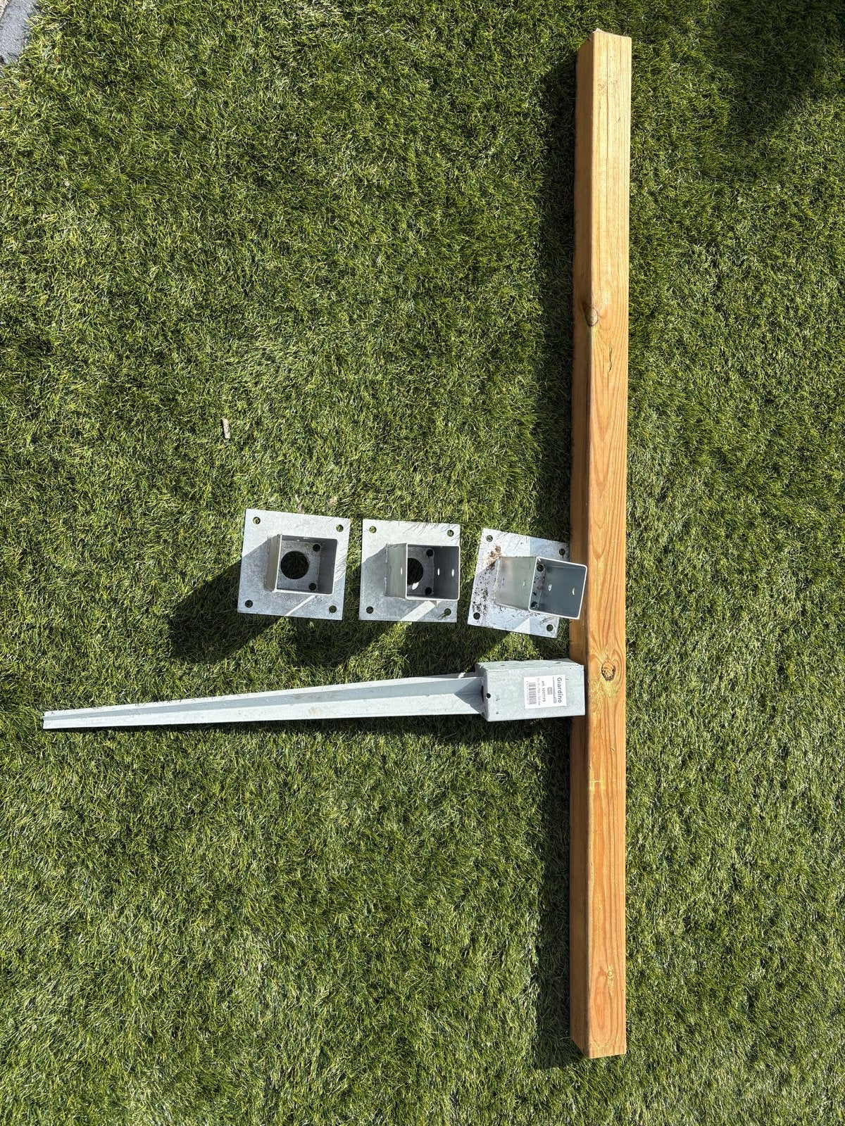 Houten paal met paalhouders - Giardino, Ophalen of Verzenden, Gebruikt, 180 tot 250 cm, Palen
