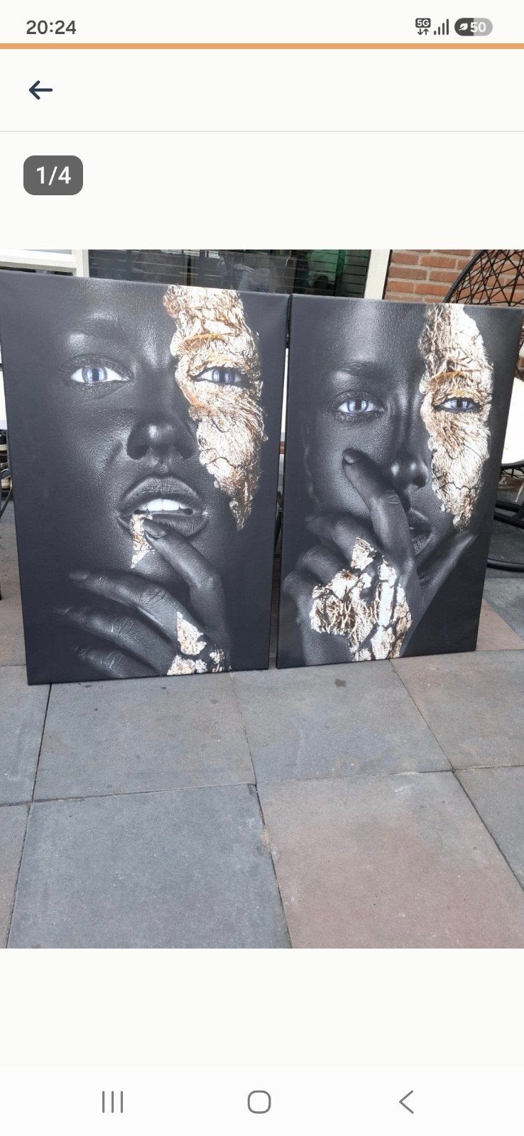 Modern schilderij vrouw met goudfolie - 80x120 cm, Ophalen, Op houten frame, Print, Portret