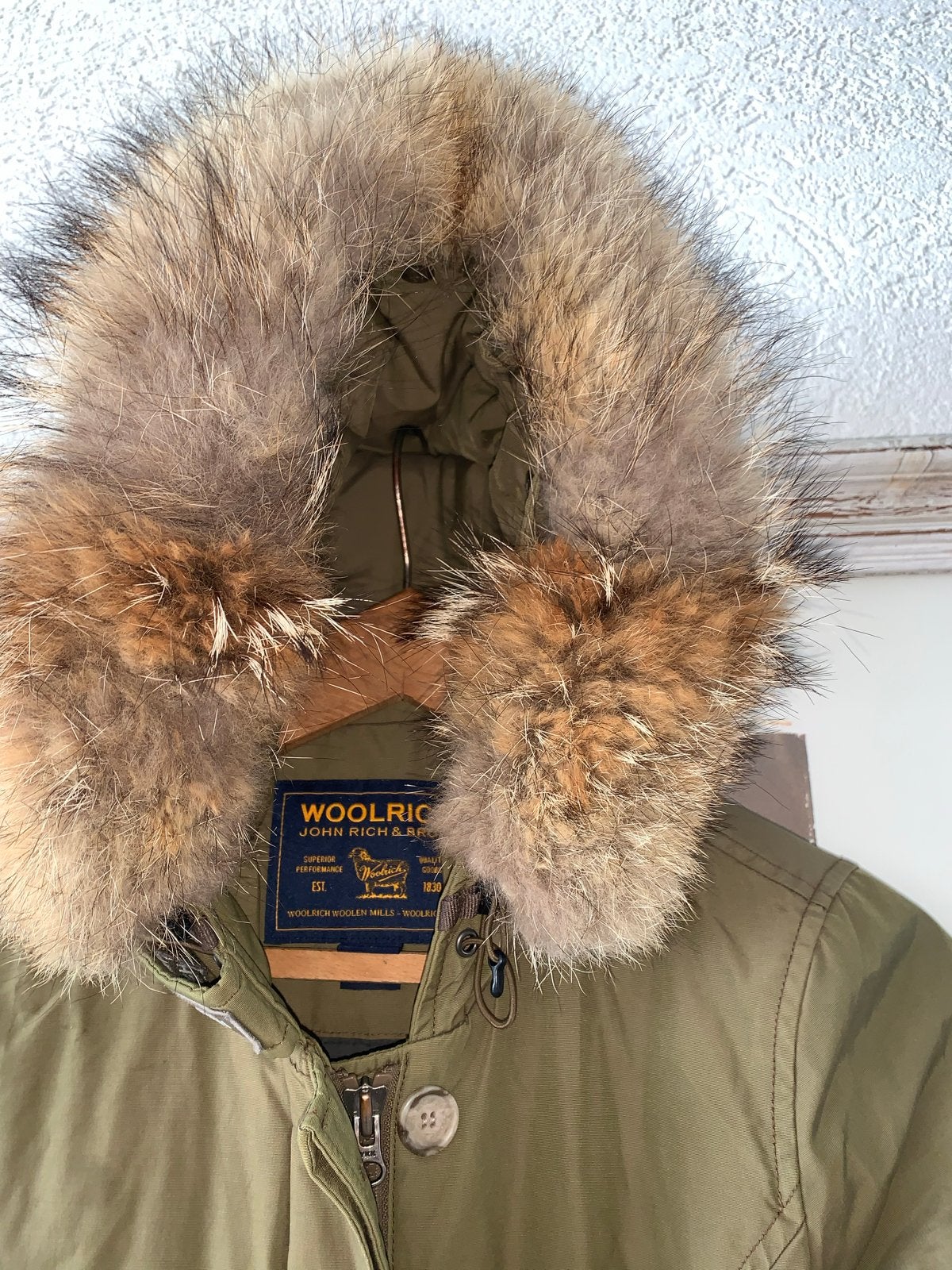 Woolrich Parka met bontkraag maat S zgan, Ophalen of Verzenden, Zo goed als nieuw, Maat 36 (S), Groen