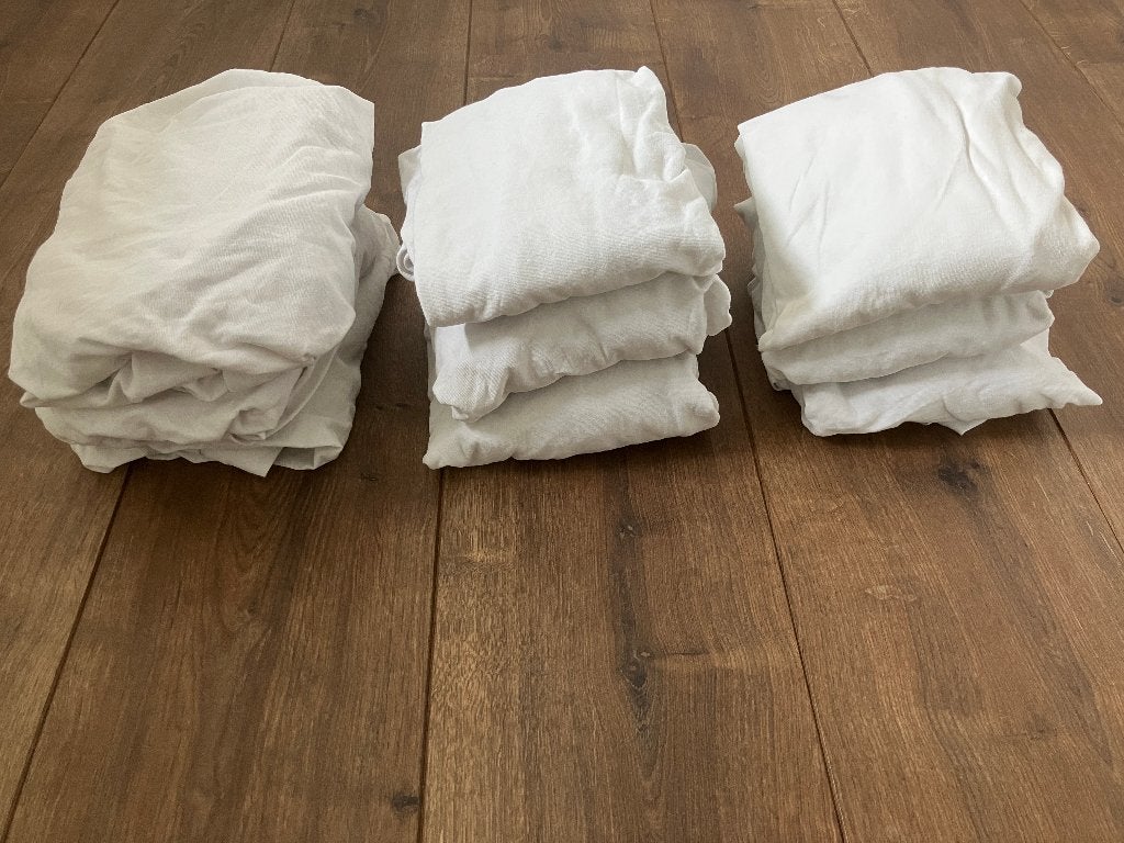 Ledikant hoeslaken - wit -  60 x 120 cm, Gebruikt, Jongetje of Meisje, Ophalen of Verzenden, Wit