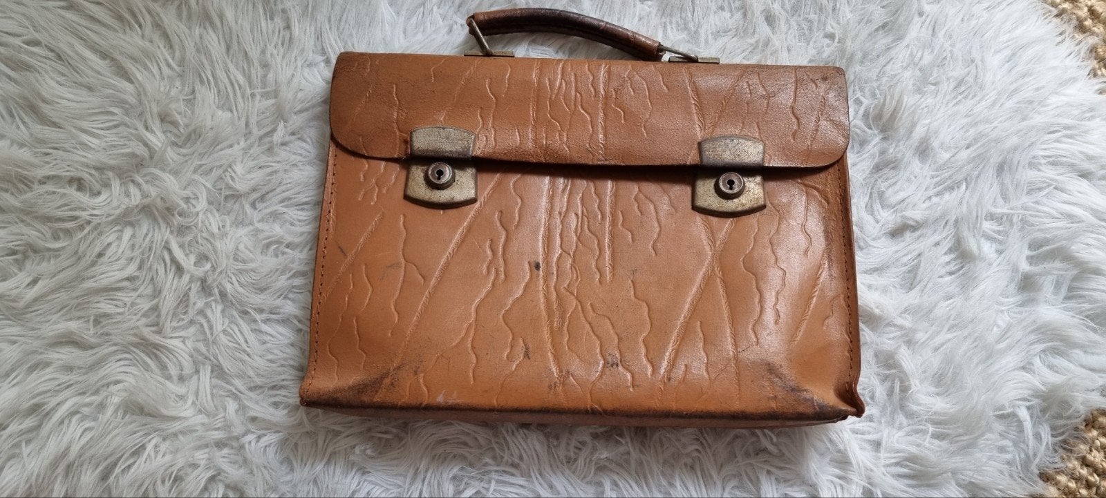 Laaks Brocante, vintage leren aktetas, Ophalen of Verzenden, Gebruikt, Bruin, Overige typen