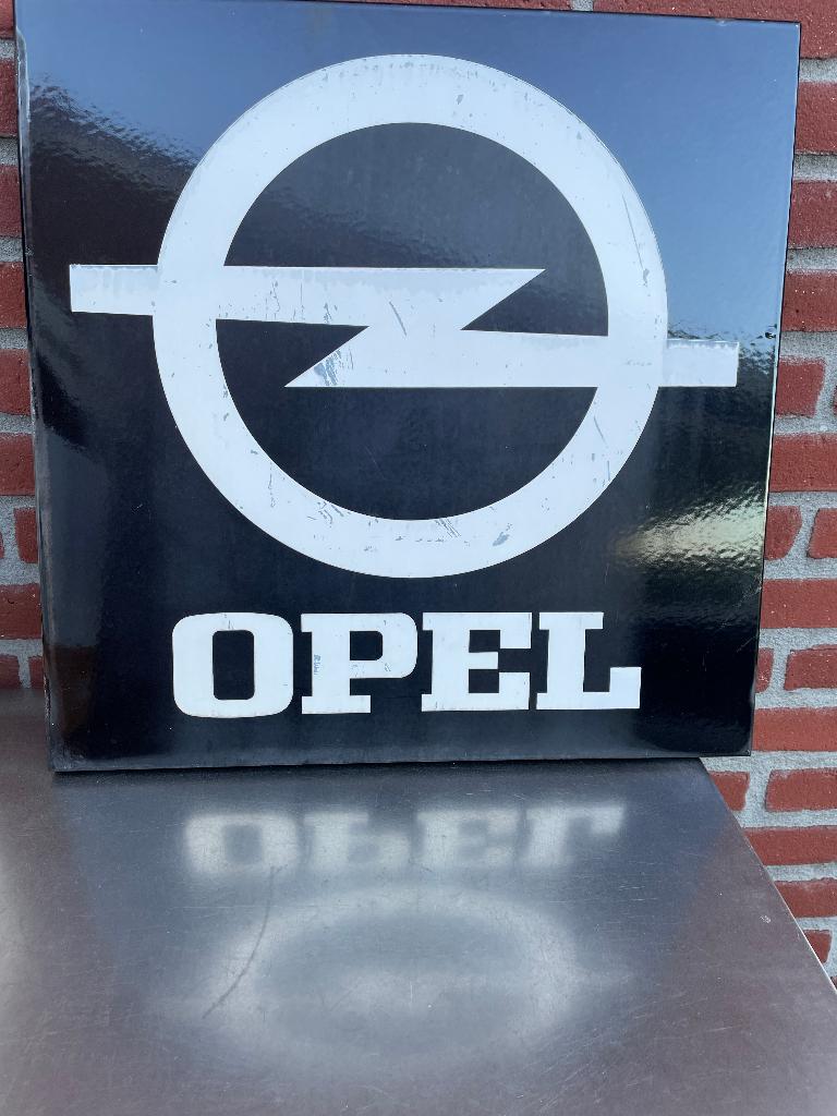 Opel emaille bord  Boos&hanh Pyro email 51 x 51cm origineel, Ophalen of Verzenden, Gebruikt, Reclamebord