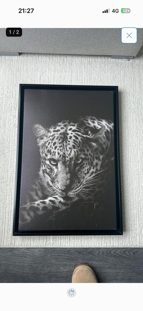 Schilderij luipaard, Huis en Inrichting, Woonaccessoires | Schilderijen, Tekeningen en Foto's, Ophalen of Verzenden, Zo goed als nieuw