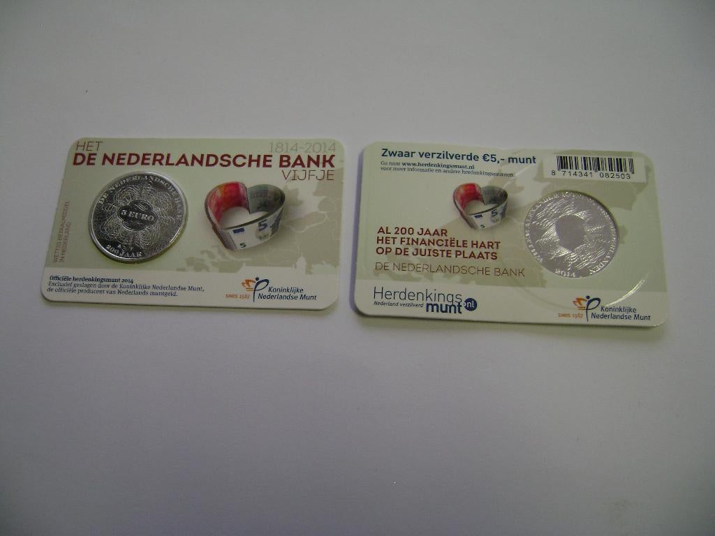 Het "De Nederlandsche Bank" Vijfje Unc kwaliteit in Coincard, Postzegels en Munten, Munten | Nederland, Ophalen of Verzenden, Koningin Beatrix