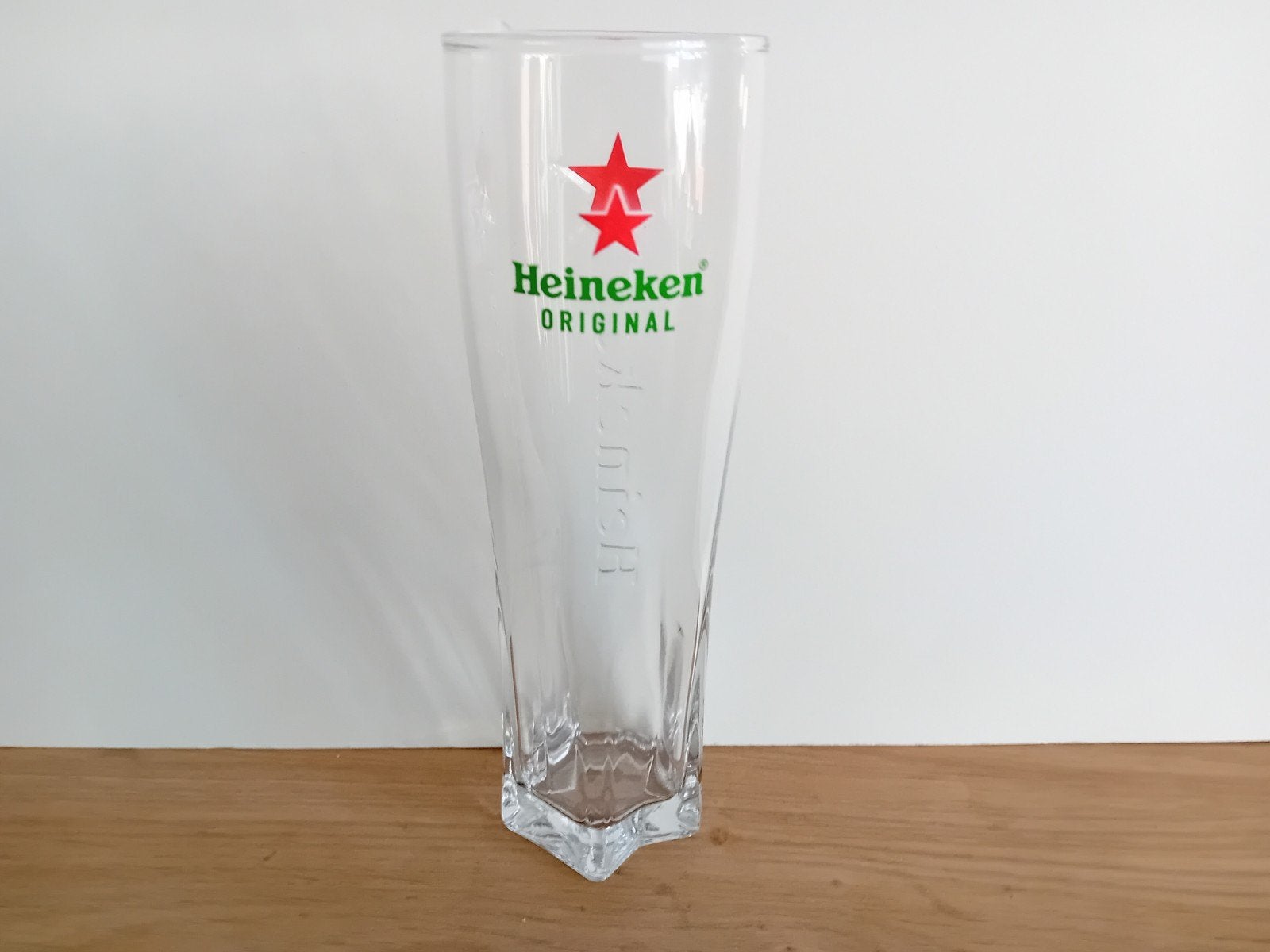 Groene Heineken stervoet glas 0,25cl, Ophalen of Verzenden, Zo goed als nieuw, Glas of Glazen, Heineken