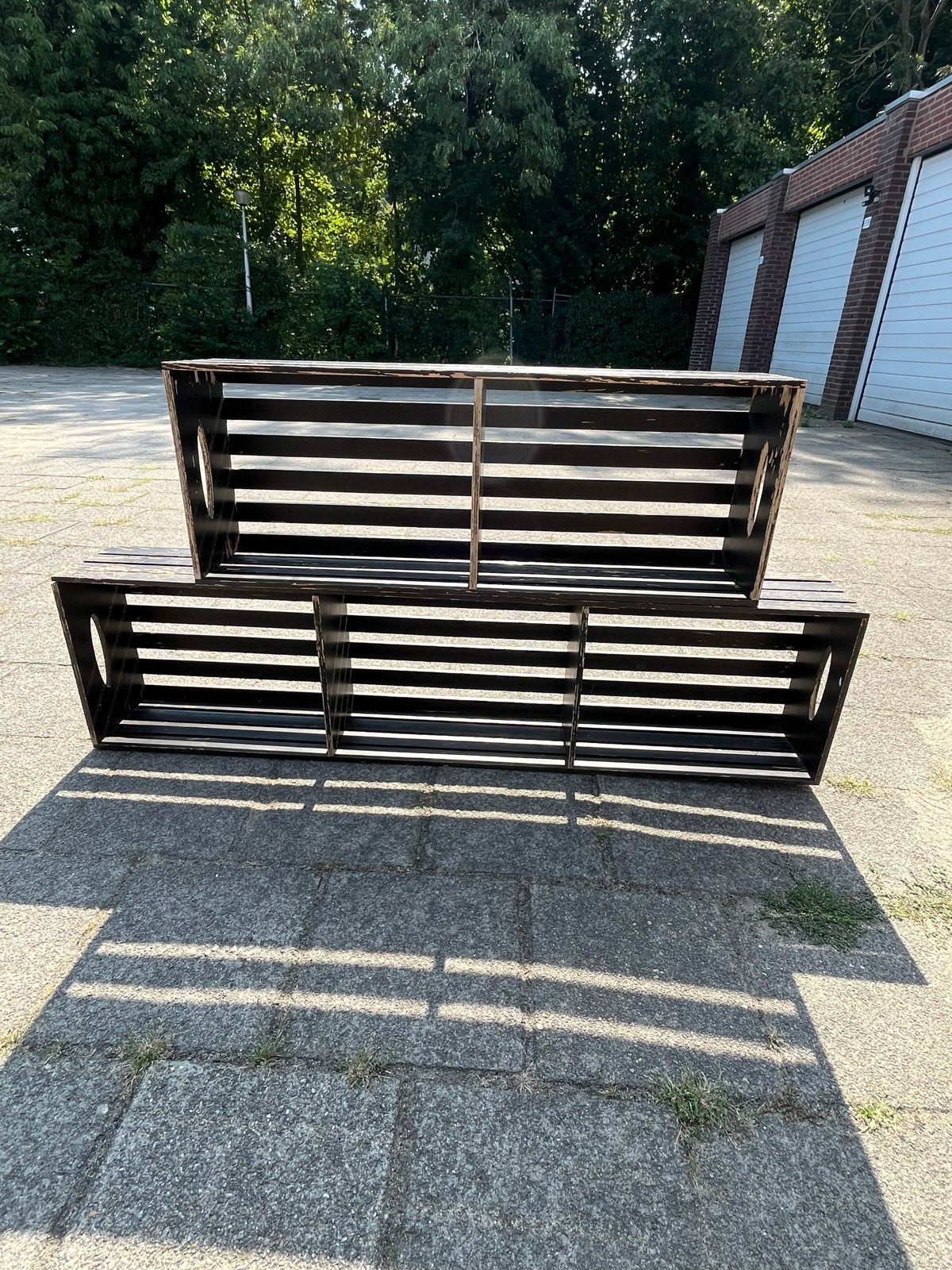 Zwarte houten kratten, set van 2, Ophalen, Gebruikt, 50 tot 100 cm, 5 – 50