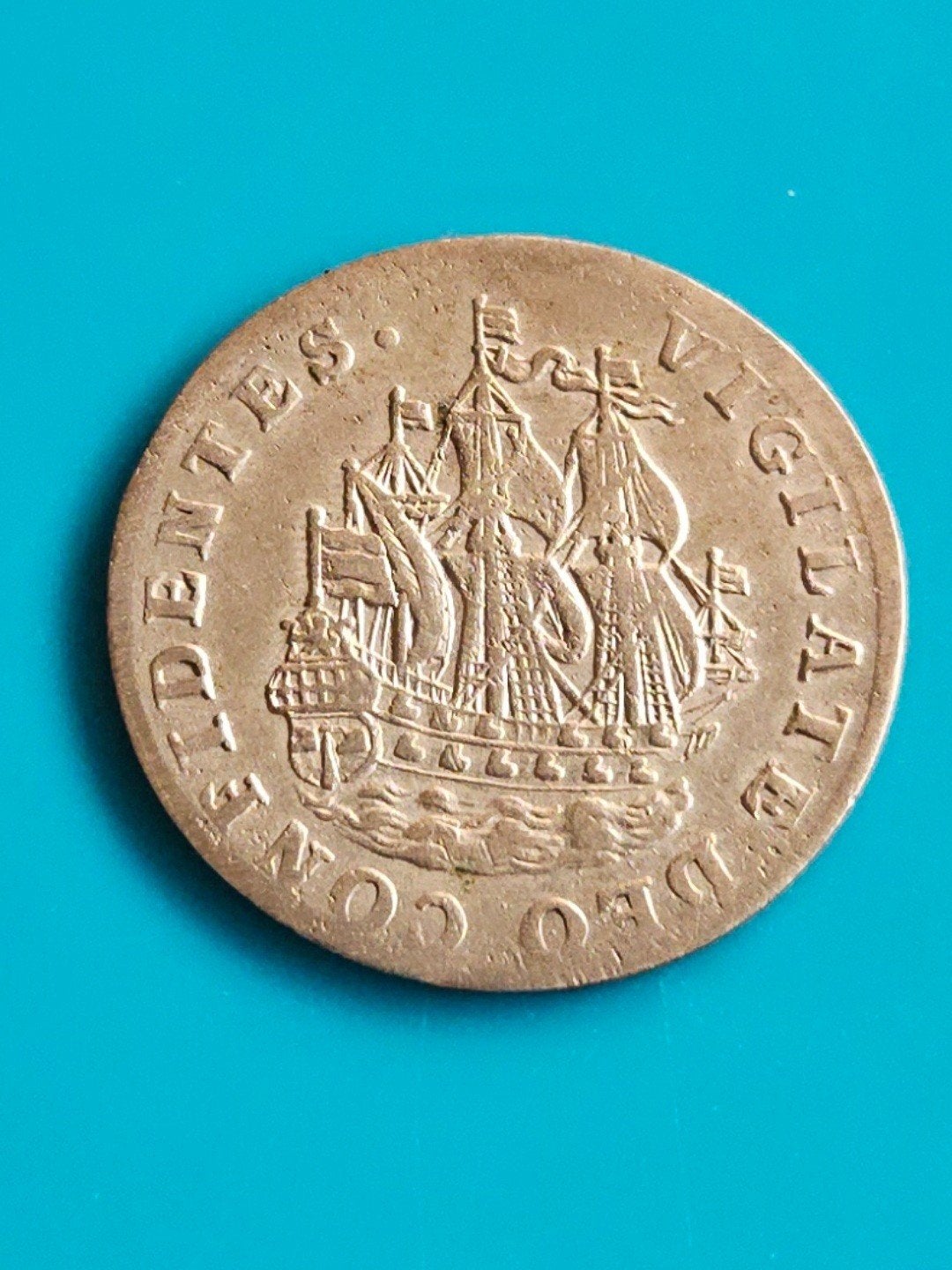 scheepjesschelling 1750, Postzegels en Munten, Ophalen of Verzenden, Vóór koninkrijk, Overige waardes