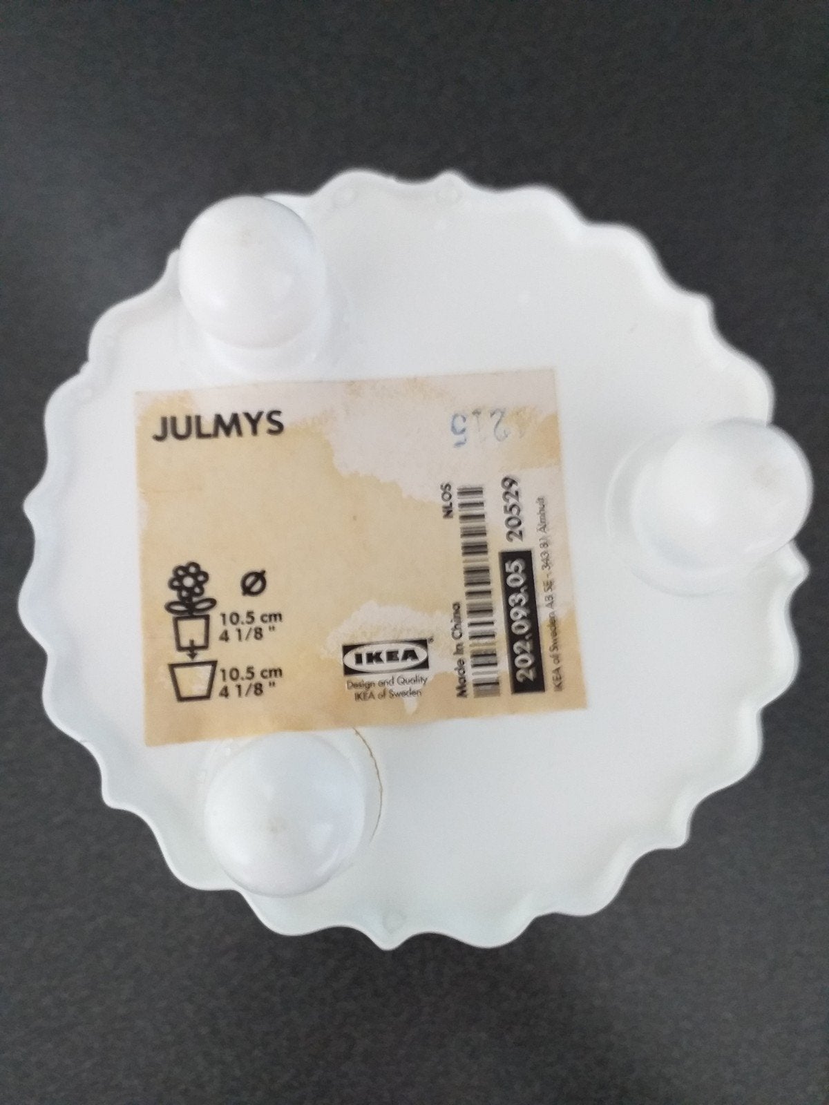 IKEA Julmys bloempot wit - 13 cm hoog, 11,5 cm doorsnede, Kunststof, Rond, Binnen, Ophalen of Verzenden