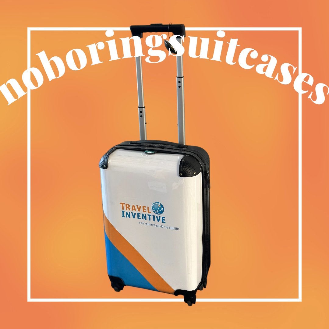No boring suitcases stijlvolle reiskoffer Travel Inventive, Ophalen, Zo goed als nieuw, Hard kunststof, Wieltjes