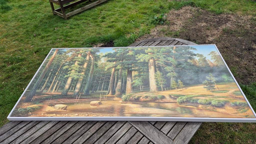 Groot Schilderij: Boslandschap met Rivier 180x90, Ophalen