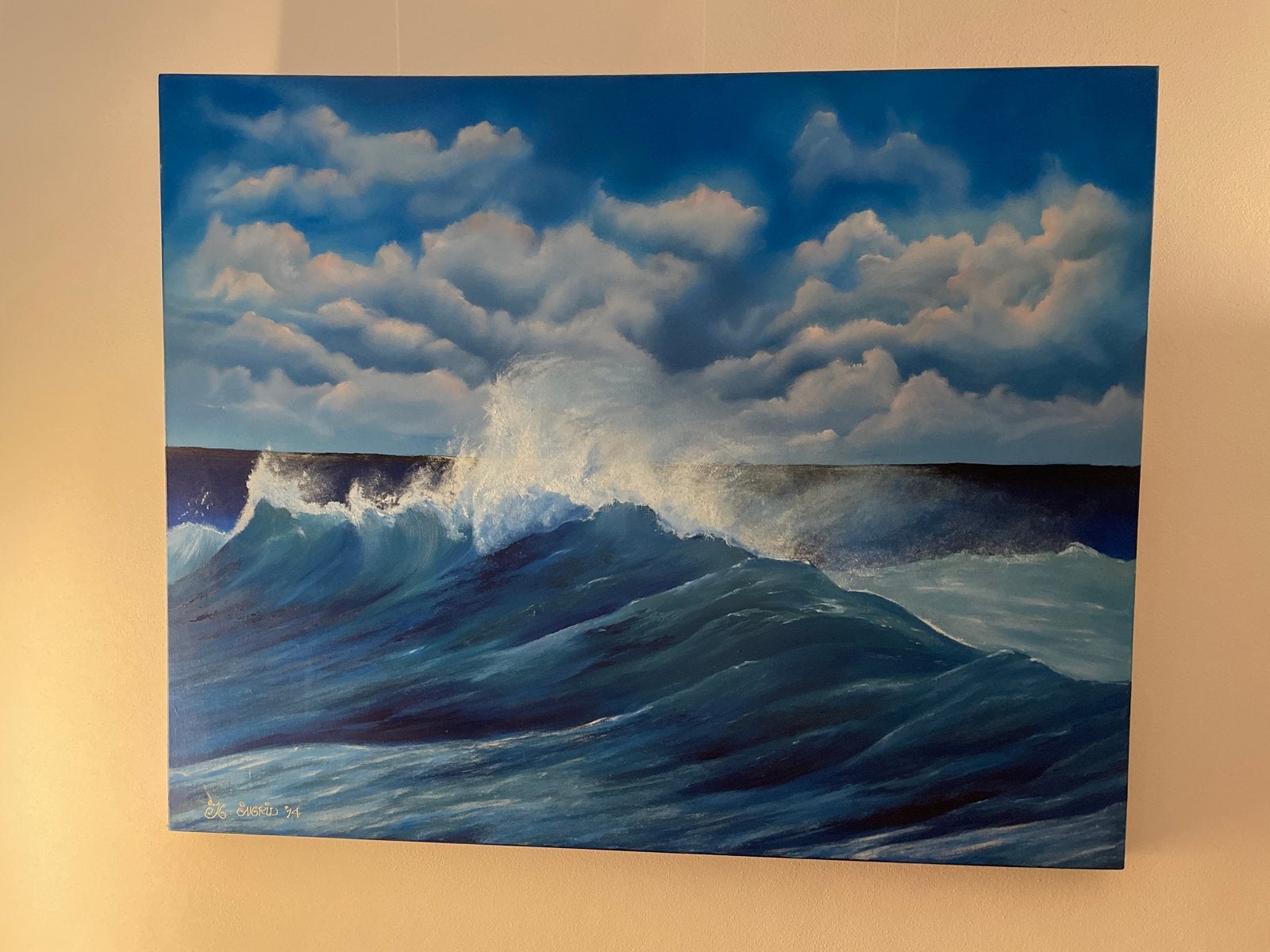 Prachtig zee schilderij  - 100x80x4 cm, Antiek en Kunst, Kunst | Schilderijen | Modern, Textiel, Landschap, Ophalen, Gesigneerd