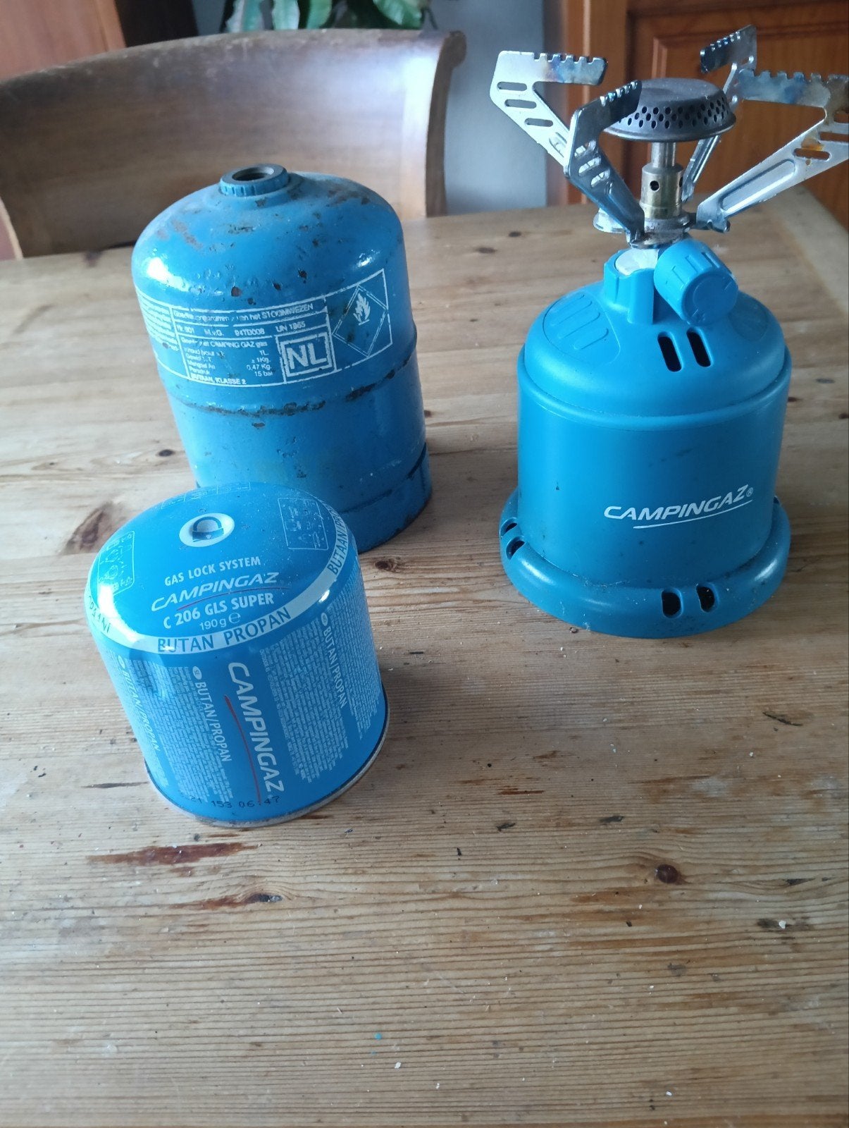 Campingaz gasbrander met gasflessen, Caravans en Kamperen, Ophalen of Verzenden, Gebruikt