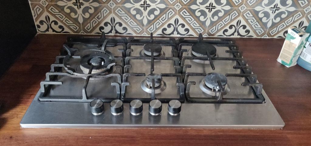 RVS Gasfornuis met 5 Kookzones - Gebruikt, Ophalen, Gebruikt, Inbouw, Gas