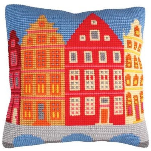 Borduurpakket Kussen houses 5224, ., Nieuw, Ophalen of Verzenden, .