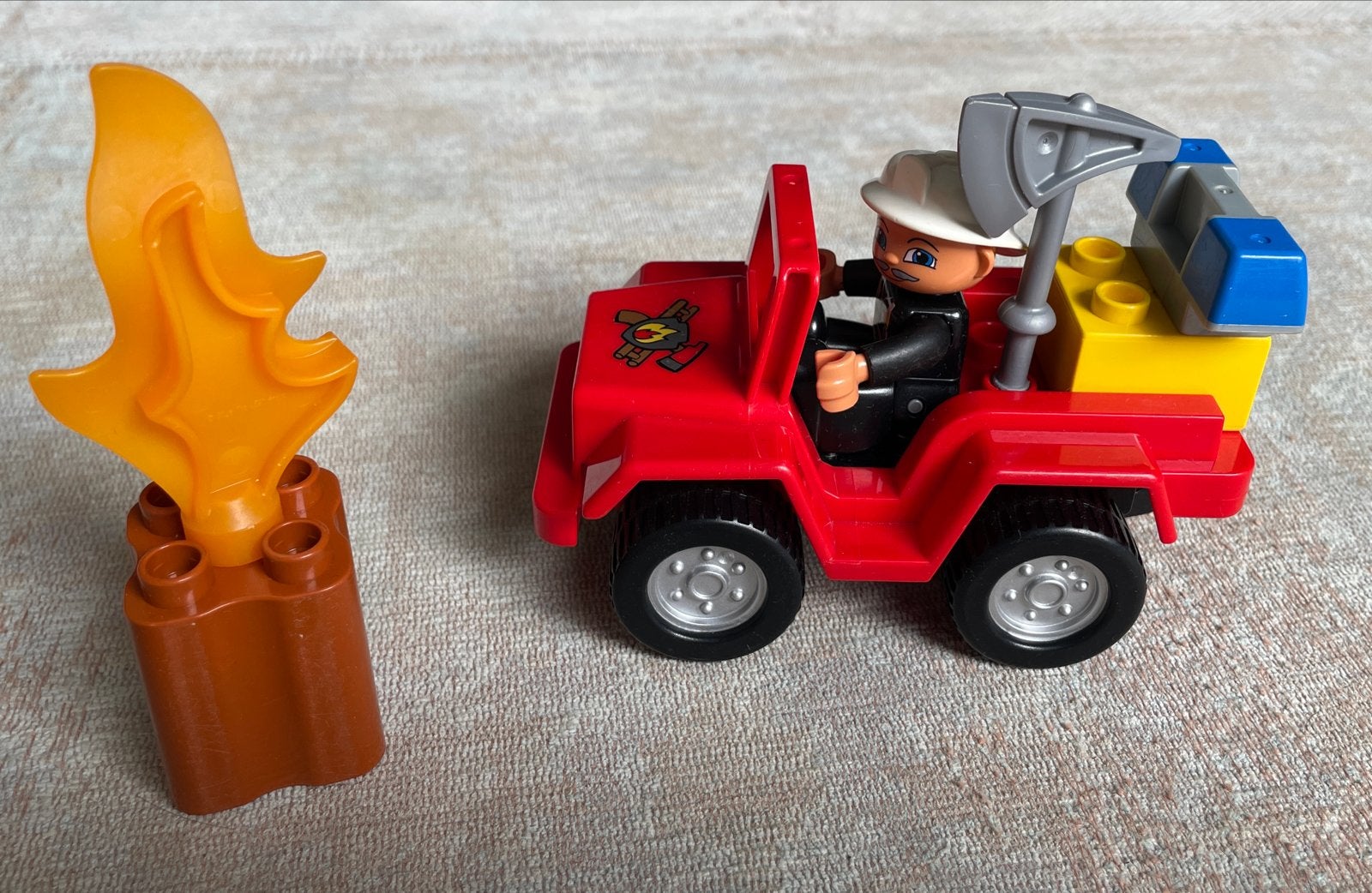 Lego Duplo Brandweer Jeep met Brandweerman en Vuur, Ophalen, Inclusief minifiguren, Duplo, Complete set