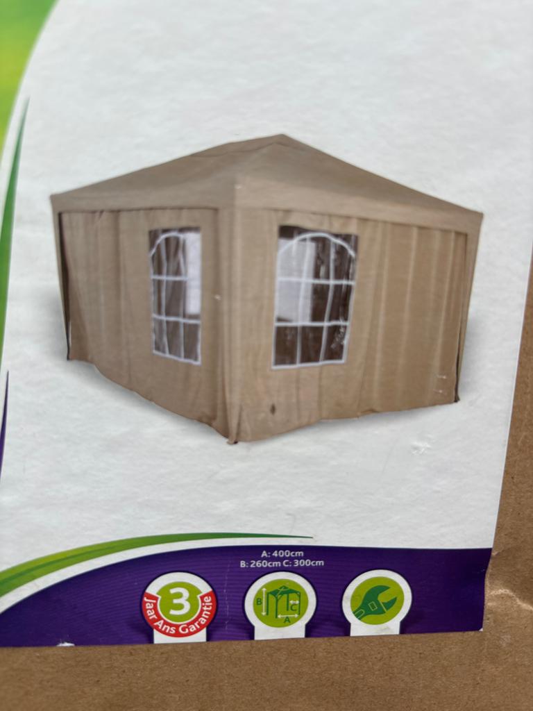 Central Park Partytent Taupe - in doos, 1 weekend gebruikt, Ophalen, Partytent, Minder dan 4 meter, Zo goed als nieuw