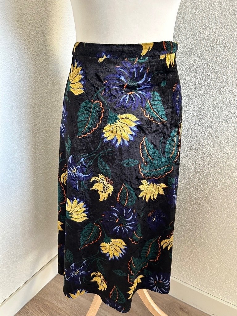 King Louie maat M velvet midi rok 2545, Kleding | Dames, Maat 38/40 (M), Zwart, Ophalen of Verzenden, Zo goed als nieuw