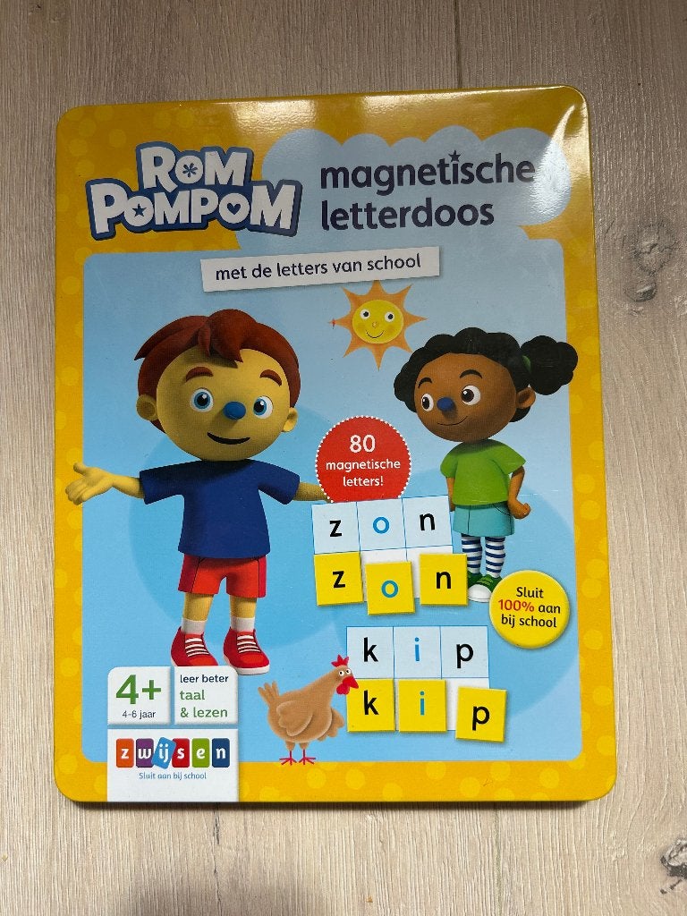 RomPomPom magnetische letterdoos, Ophalen of Verzenden, Zo goed als nieuw, Taal en Lezen