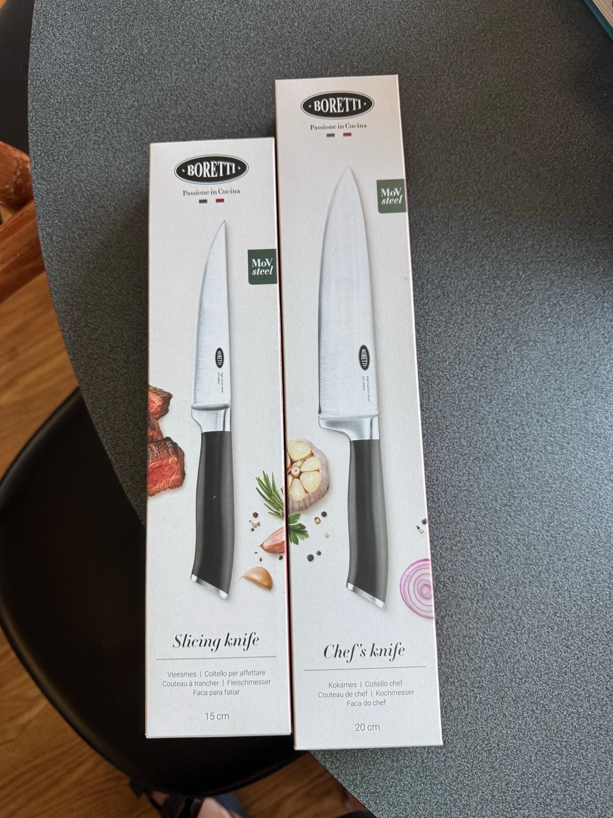 Boretti Messenset: Koksmes (20cm) en Vleesmes (15cm), Los bestek, Keukenmes, Nieuw, Ophalen of Verzenden
