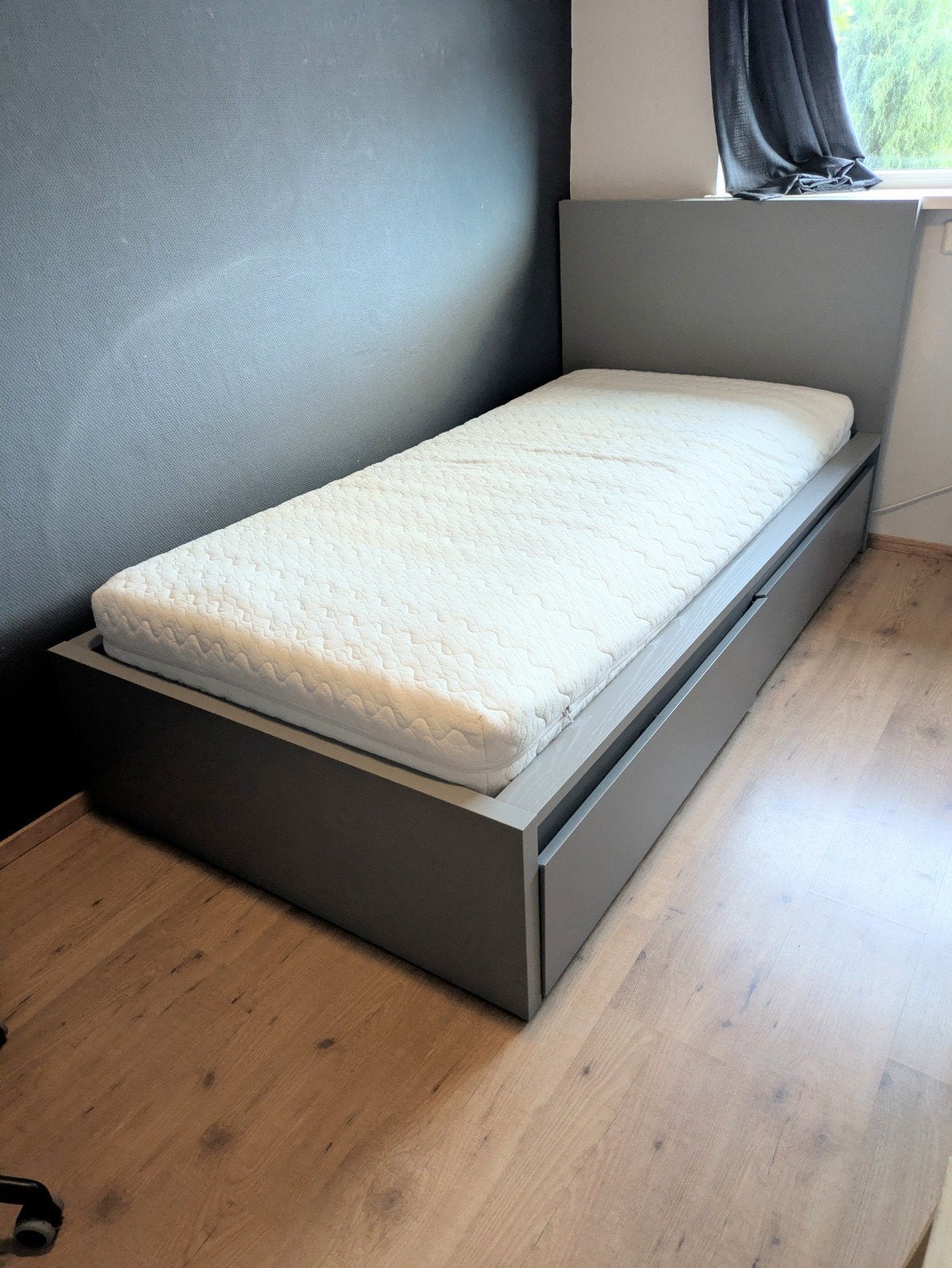 Ikea Malm | Eenpersoonsbed | Opberglades en lattenbodem, Ophalen, Overige materialen, Gebruikt, 90 cm