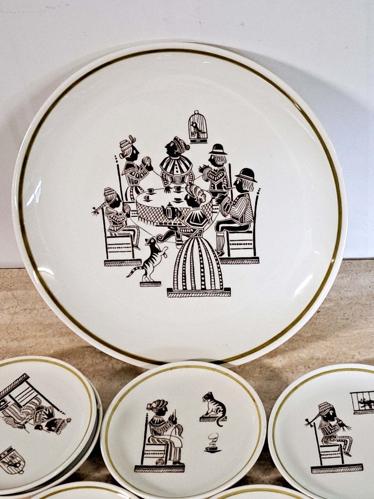 Goedewaagen Gouda 7 x  bordjes & schaal, Ophalen of Verzenden