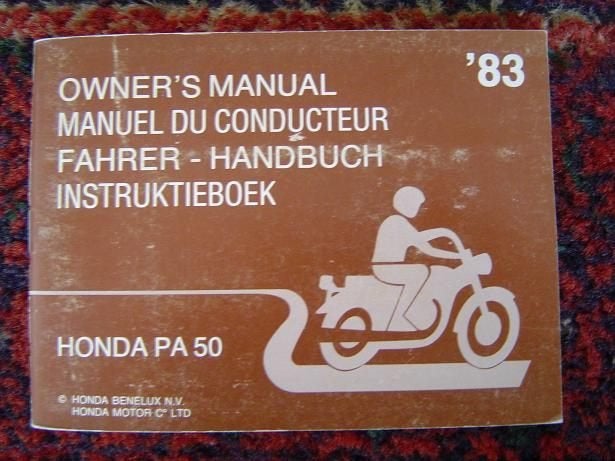 Honda PA50 1983 bromfiets instructie boekje  owner's manual, Ophalen of Verzenden, Gebruikt