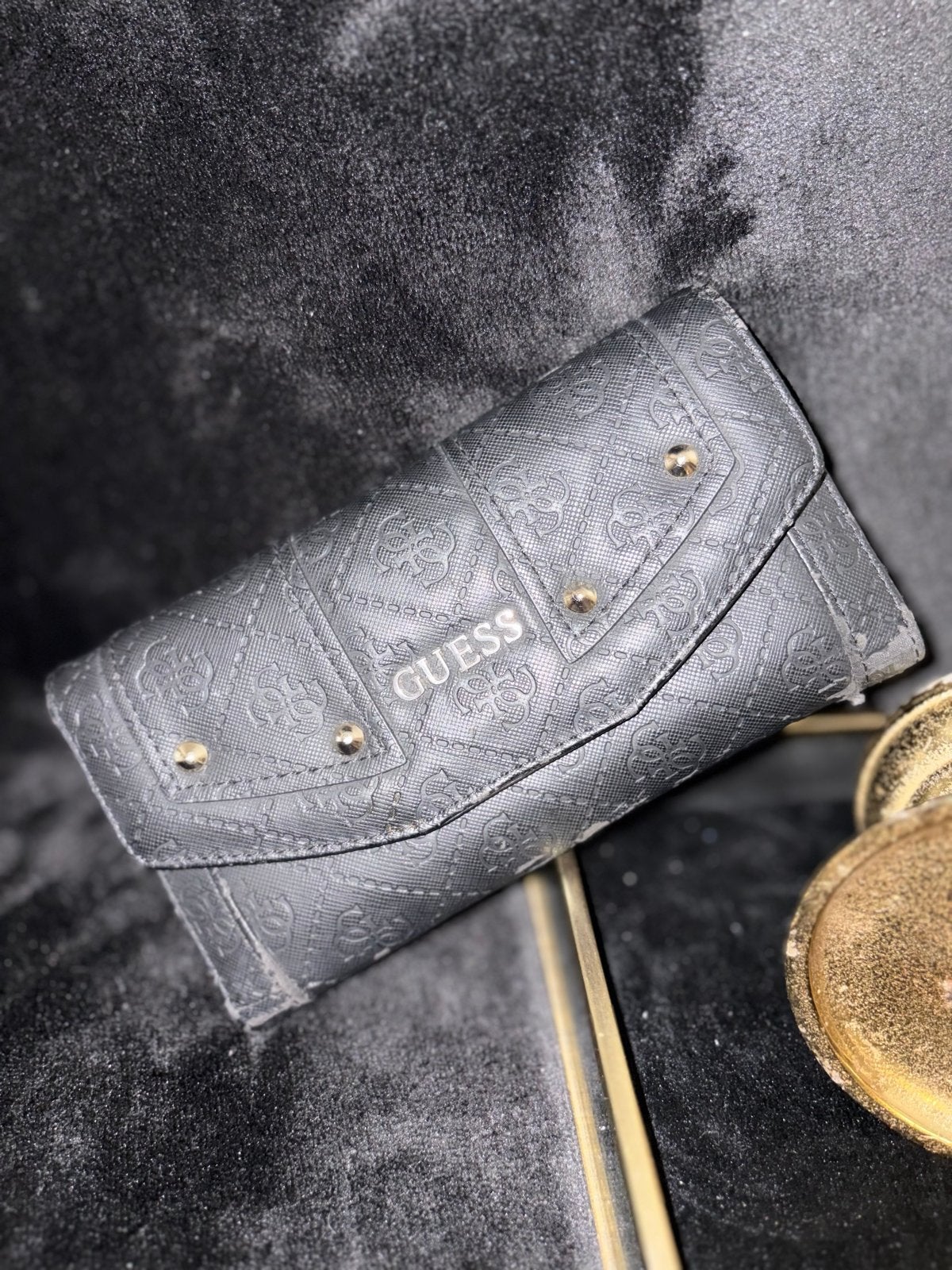 Guess portemonnee zwart met studs, Ophalen of Verzenden, Gebruikt, Zwart, Guess