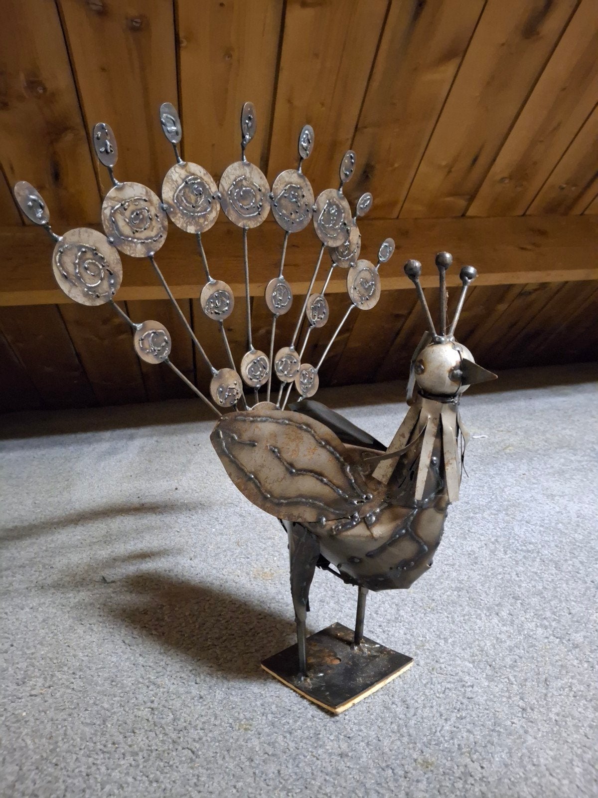Handgemaakt 2 pauwen , 1 reiger sculptuur, Ophalen of Verzenden, Nieuw