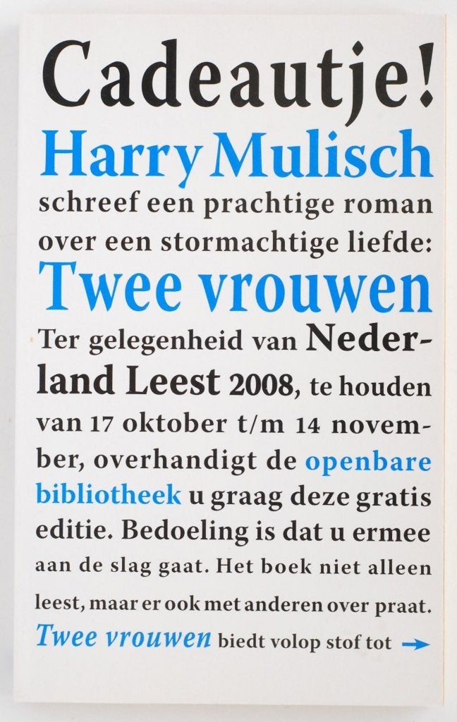 Nederland Leest 2008: Twee vrouwen - Harry Mulisch, Verzenden, Harry Mulisch, Zo goed als nieuw, Nederland