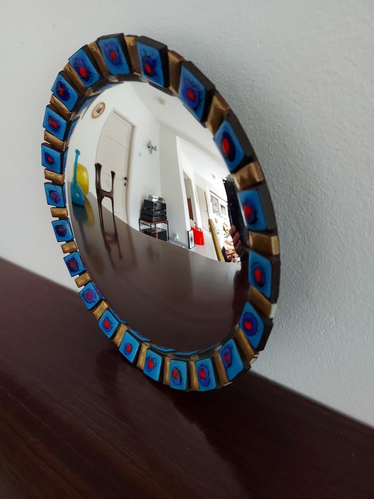 Vintage bolspiegel butlerspiegel 70's, Ophalen of Verzenden, Rond, Minder dan 50 cm