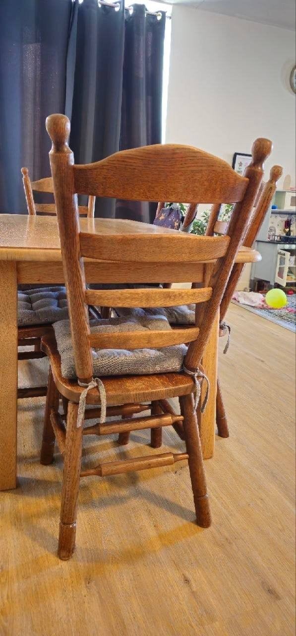 Eikenhouten eettafel met 6 stoelen, Huis en Inrichting, Ophalen, Gebruikt, 100 tot 150 cm, Klassiek