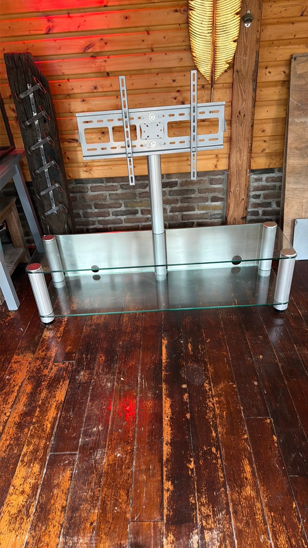 Tv meubel, Ophalen, Gebruikt, 100 tot 150 cm, Glas