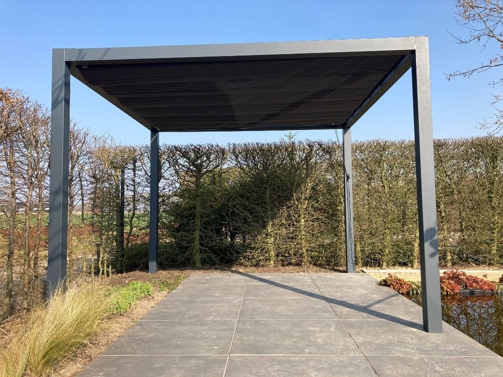 Pergola zonwering met waterdicht harmonicadoek, Ophalen, Gebruikt, Tuinpaviljoen