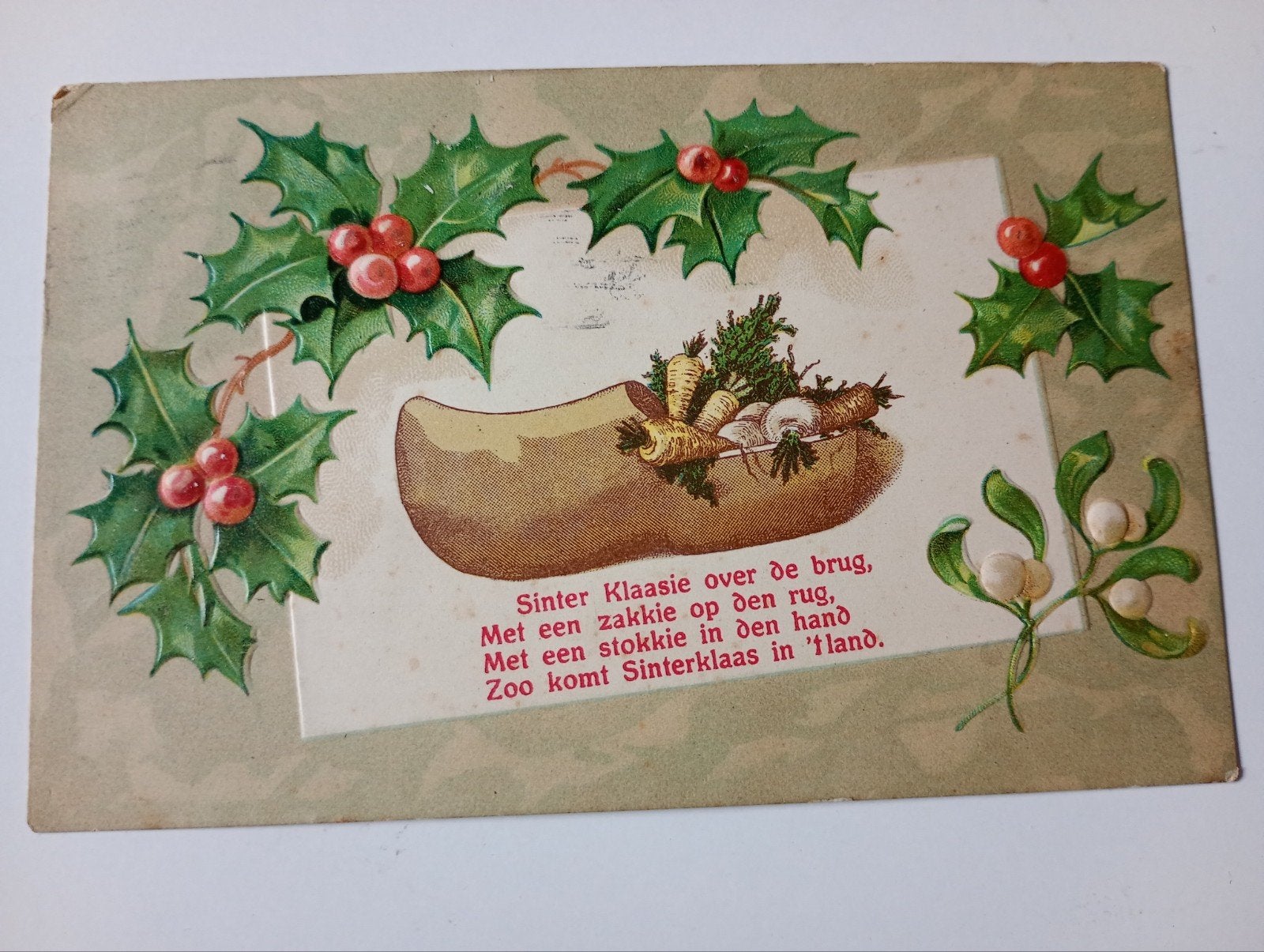 Fantasiekaart Sint Nicolaas Klomp met Gedicht 1916, Ophalen of Verzenden, Voor 1920, Gelopen, Feest(dag)