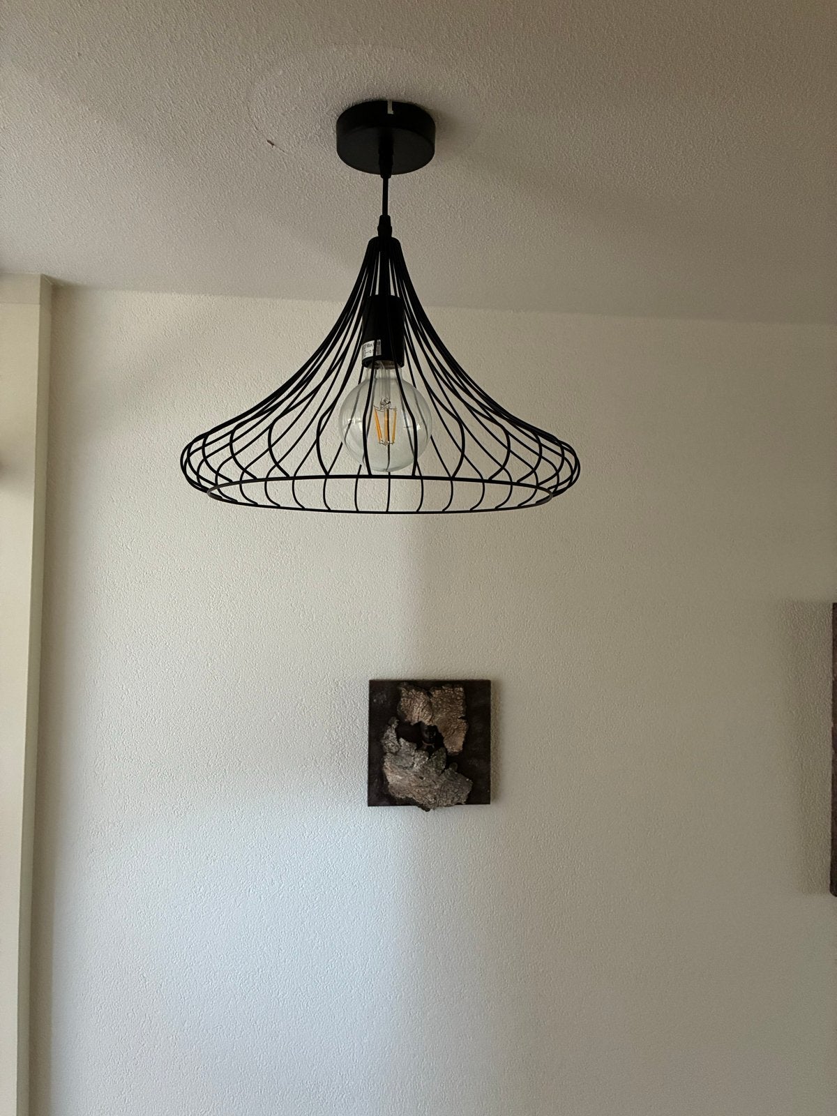 Moderne Zwarte Draadlamp - Plafondlamp, Ophalen, Zo goed als nieuw, Metaal, Minder dan 50 cm