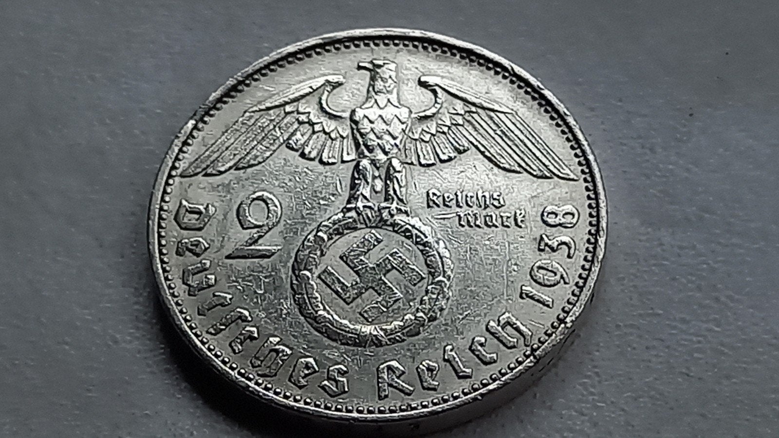 WO2 2 Reichsmark 1938E zilver nazi duitsland., Ophalen of Verzenden, Duitsland, Losse munt, Zilver