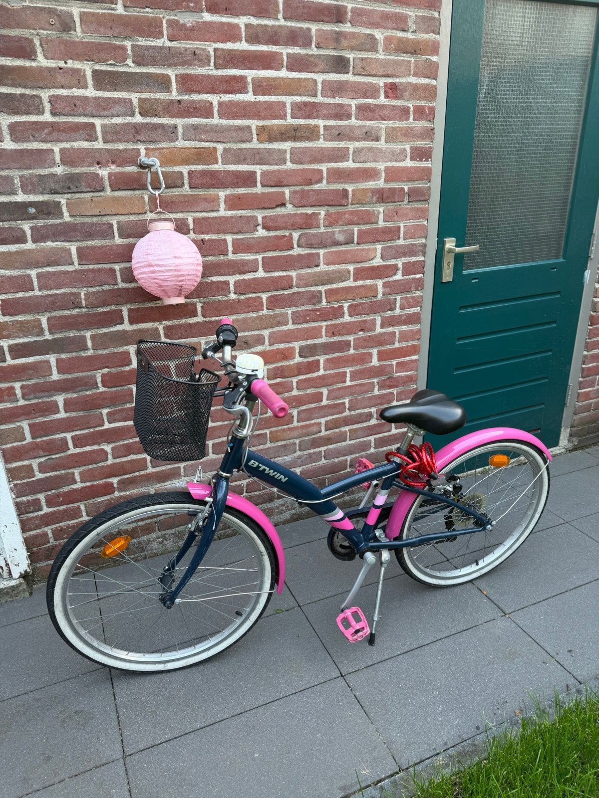B'Twin Original 500 kinderfiets 24 inch - Roze/Blauw, Ophalen, Velgrem, Handrem, Gebruikt