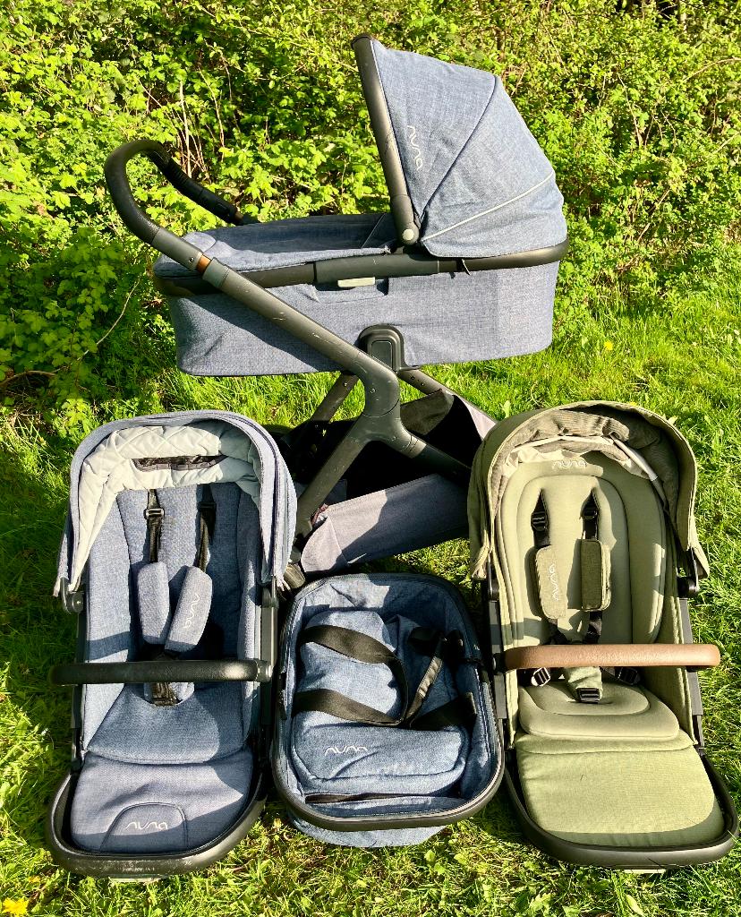 Nuna Demi Grow Duo Kinderwagen (wieg + 2 zitjes), Kinderen en Baby's, Kinderwagens en Combinaties, Gebruikt, Combiwagen, Verstelbare duwstang