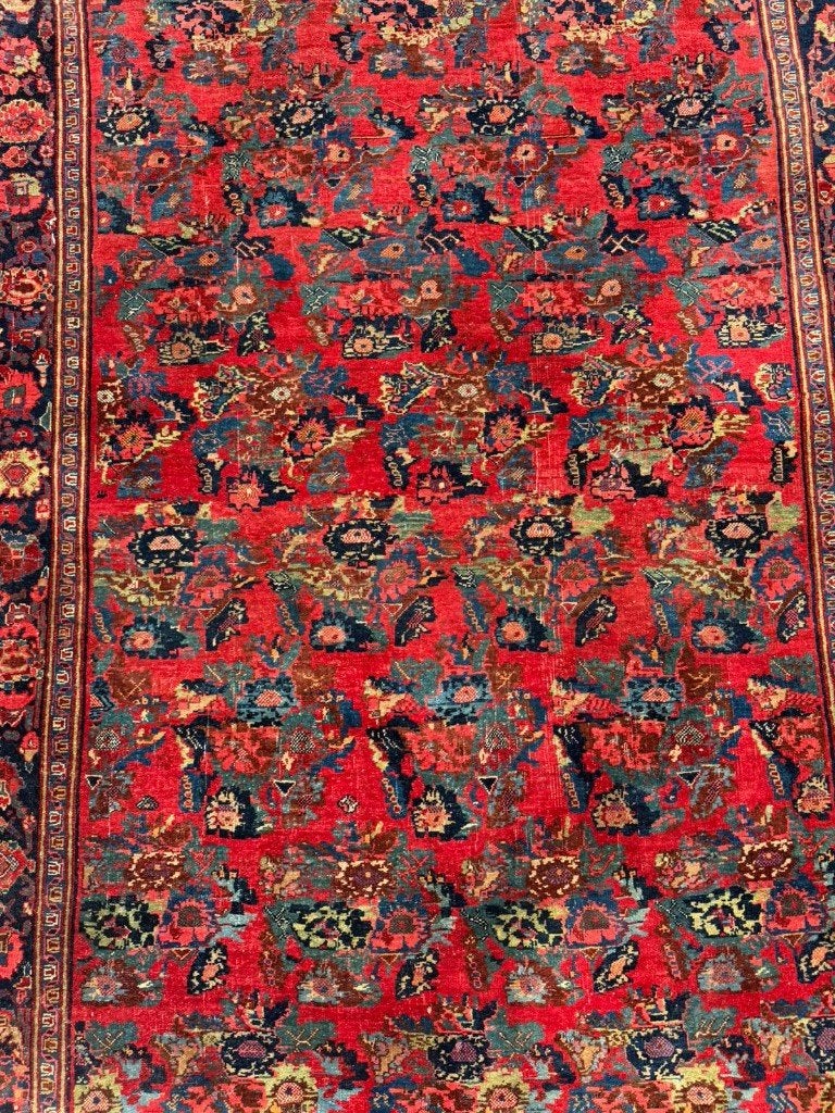 Antiek Bidjar tapijt –216142cm– verfijnd met bloemboeketten, Gebruikt, 100 tot 150 cm, Wol, 200 cm of meer