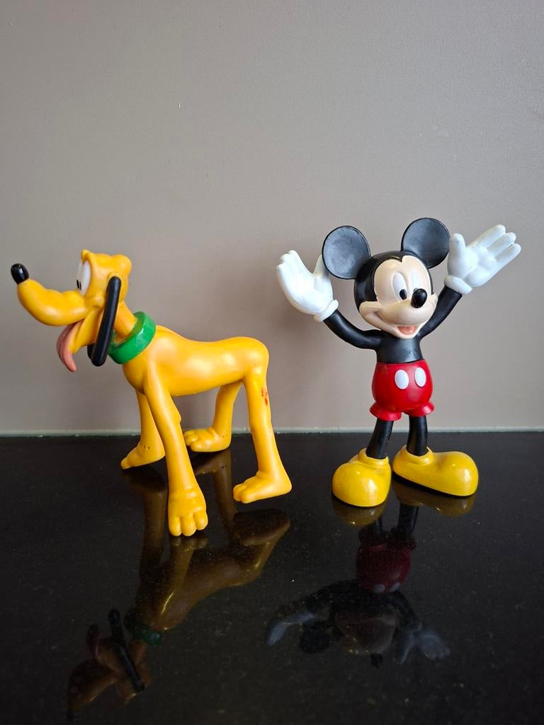 Mickey Mouse en Pluto beeldjes - Disney figuren, Ophalen of Verzenden, Mickey Mouse, Gebruikt, Beeldje of Figuurtje