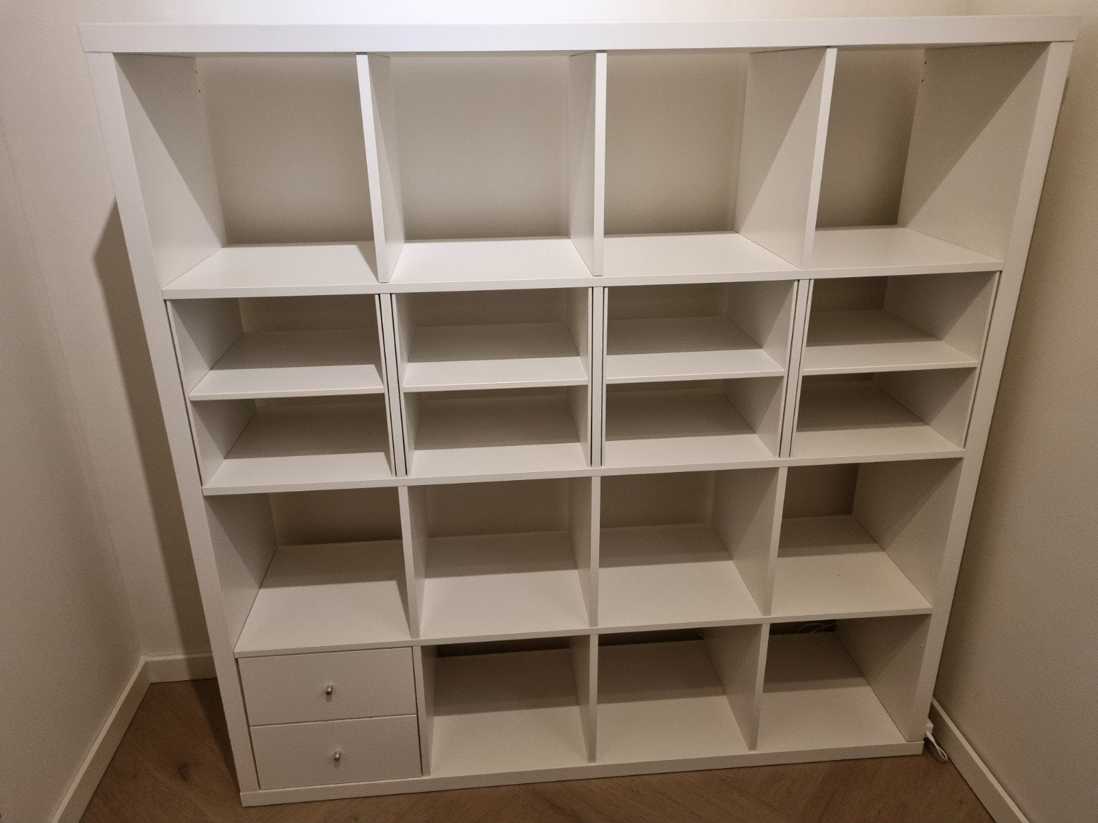 Witte Kallax kast met lades en planken, Ophalen, Met plank(en), Modern, Scandinavisch, 150 tot 200 cm