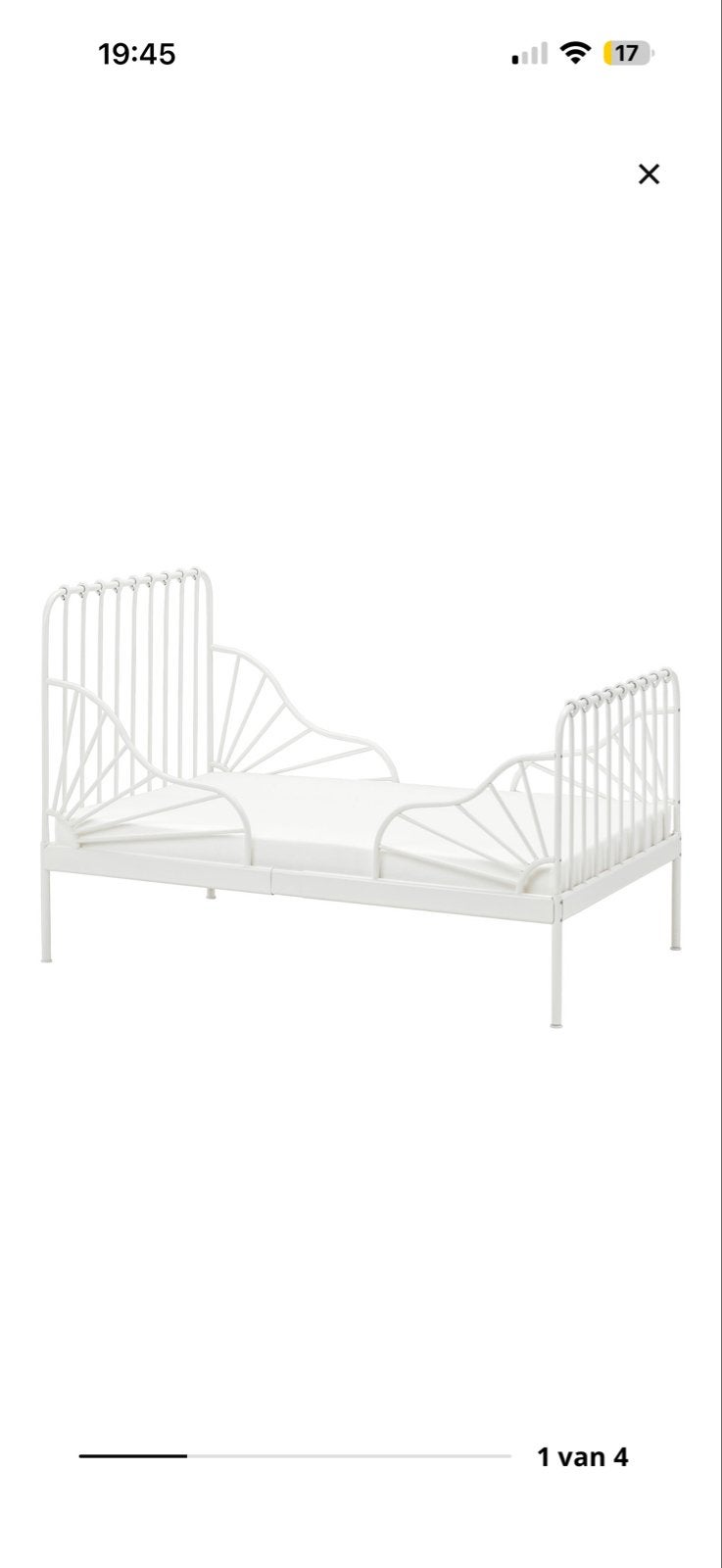 IKEA MINNEN Kinderbed - Meegroeibed wit, Ophalen, Gebruikt, 70 tot 85 cm, Lattenbodem