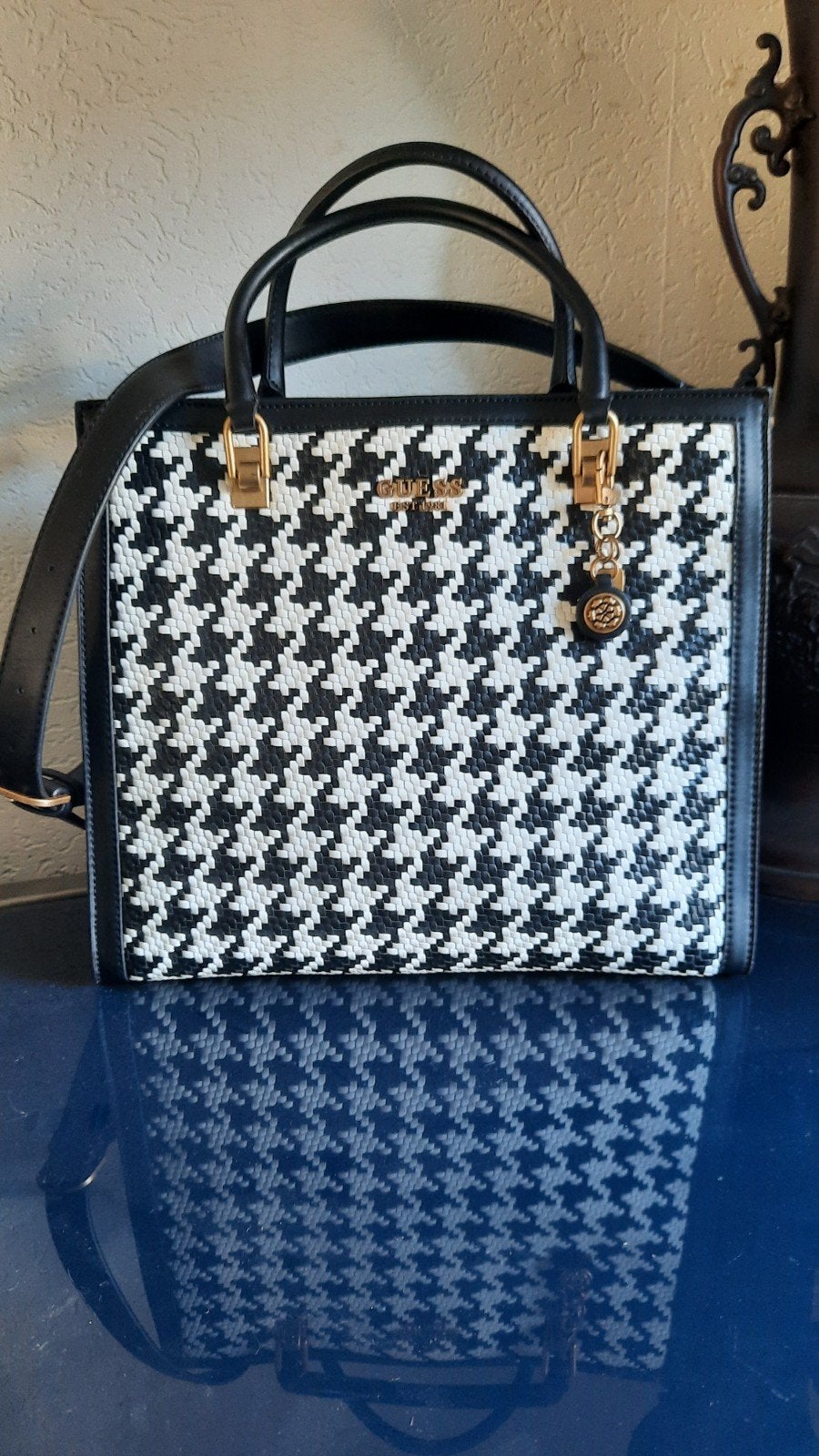 Guess Abey elite tote bag, Ophalen of Verzenden, Zo goed als nieuw, Zwart, Handtas