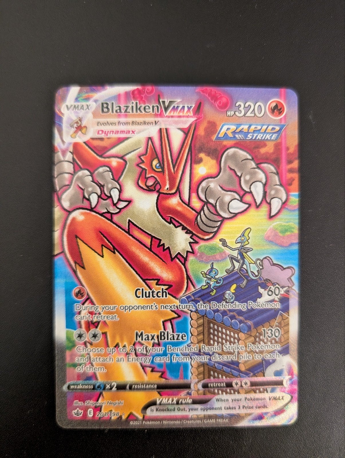 Pokemon Kaart Blaziken VMAX 201/198 Chilling Reign, Ophalen of Verzenden, Zo goed als nieuw, Losse kaart