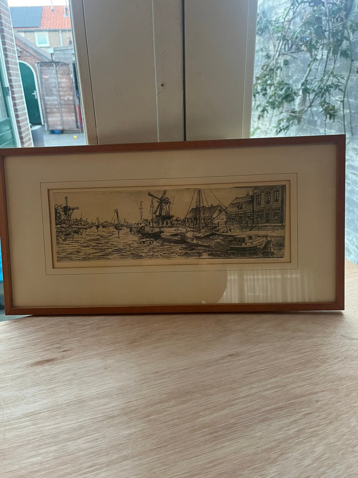 Ets A van Hemert, Antiek en Kunst, Ets, Stadsgezicht, Ophalen of Verzenden, 24 cm